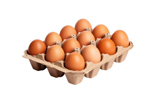 Fresh Dozen Eggs: A carton of twelve brown eggs, perfectly arranged, ready to fulfill culinary creativity, representing freshness, nourishment, and the simplicity of wholesome food.