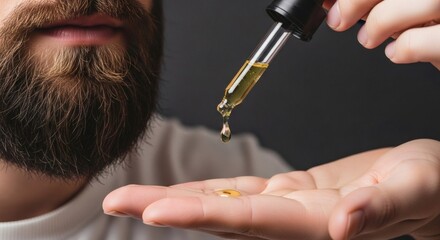 Beard oil application for healthy beard growth and grooming