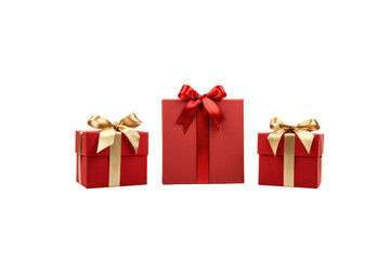 Presents of joy: A collection of vibrant red gift boxes, each adorned with a beautifully tied bow, offers a visual feast of celebratory giving and anticipation