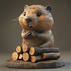 Cute rodent atop logs