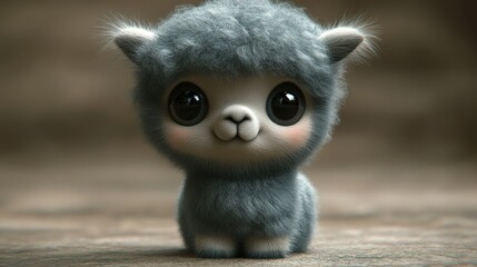 Adorable digital llama.  Fluffy,  cute,  and  soft