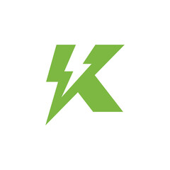 Initial Letter K Lightning Voltage Logo design vector template