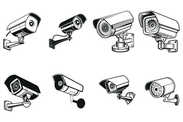 Classic CCTV Camera Icons Vector Silhouette Pack