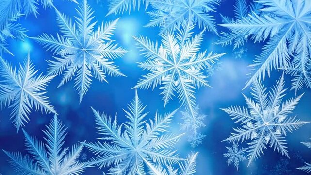 Frosted ice crystals snowflake pattern