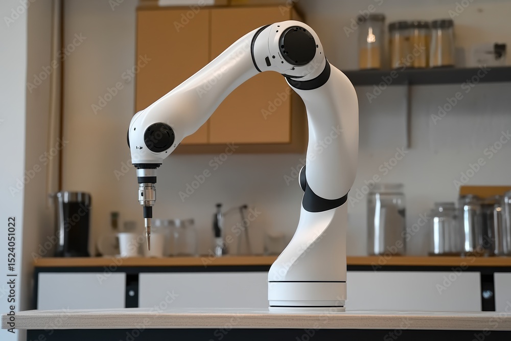 Poster ai-powered robotic arm operates efficiently in a modern smart factory environment