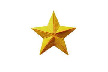 Obraz premium A vibrant yellow origami star transparent background perfect for festive designs and crafts