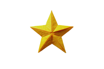 A vibrant yellow origami star transparent background perfect for festive designs and crafts
