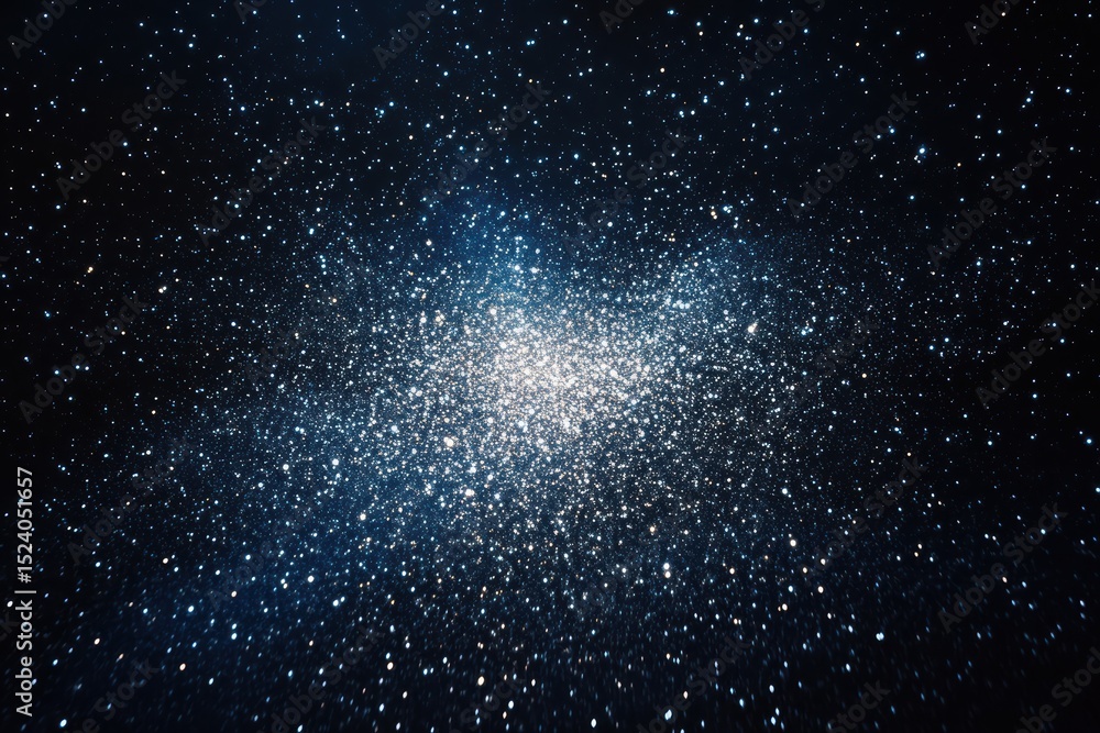 Poster cluster of stars shining brightly in a vast expanse of deep space with an ethereal glow