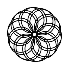 Intricate Black Line Mandala on White Background