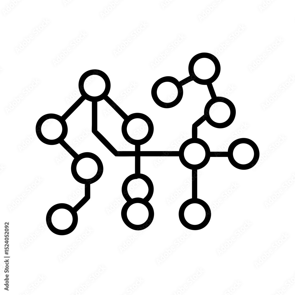 Aufkleber interconnected network of nodes and lines isolated on white background, forming a complex structure 