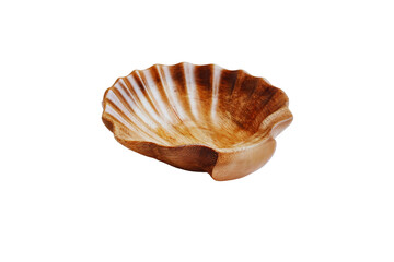 Obraz premium Elegant Wooden Shell Shaped Bowl Perfect for Serving Snacks or Decorative Purposes