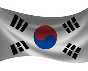 3d illustration of the south korea flag unfurled