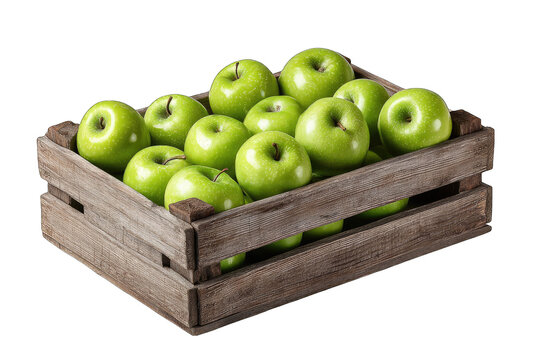 A wooden crate overflowing with vibrant green apples (1)