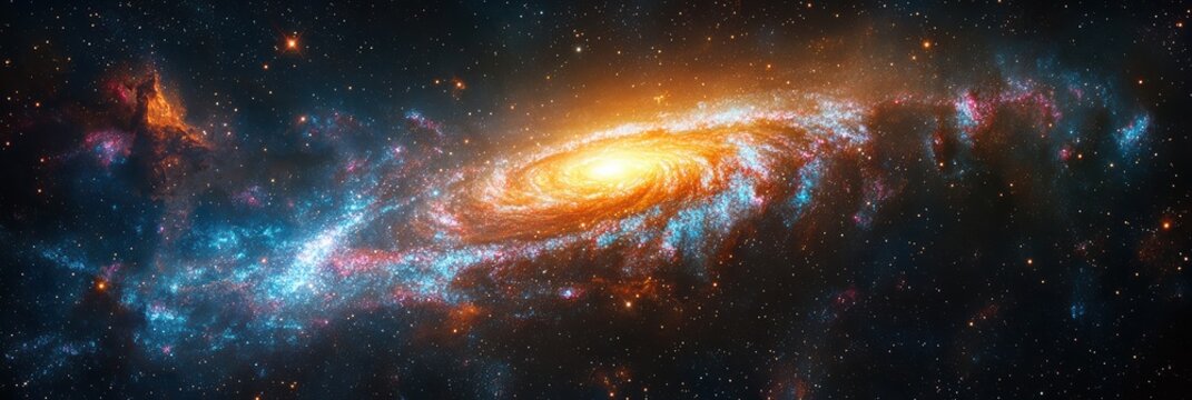 Graphic layouts for advertising showcasing deep space exploration and cosmic phenomena