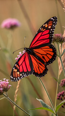 butterfly on flower, Monarch Butterfly on Wildflowers