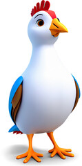 Full body view showcases a vibrant and glossy 3D cartoon bird with detailed, stylized rendering.