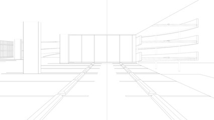 3D illustration of parking facility