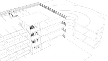 3D illustration of parking facility