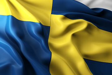 Sweden Flag Waving Blue and Yellow