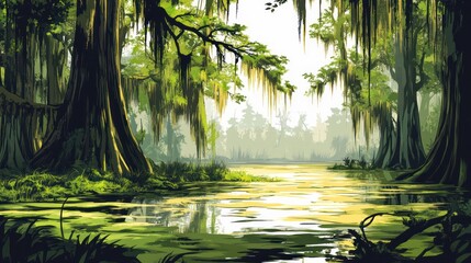 Lush swampy forest scene (1)