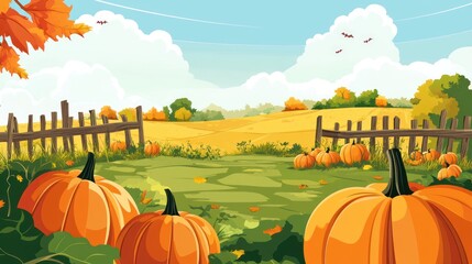 Autumnal pumpkin patch landscape
