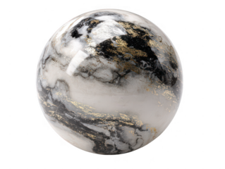 Elegant black and white marble sphere with gold accents
