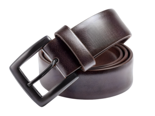 Dark Brown Leather Belt with Black Buckle