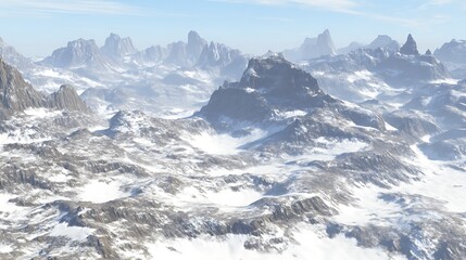 Obraz premium Snowy mountain range under a light sky