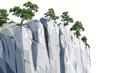 Rocky cliff face with small trees