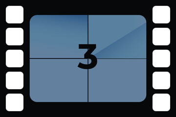 Film countdown with number 3 in vintage style