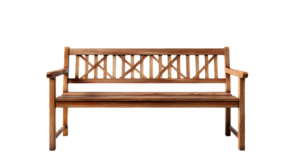 Wooden Garden Bench: An inviting wooden garden bench isolated against a pure background, offering a moment of rest and reflection in nature's embrace.