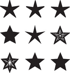 Fototapeta premium Set of white stars shaped Silhouette