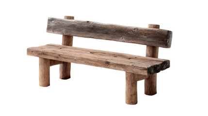 Fototapeta premium Rustic Wooden Bench: A charming rustic wooden bench crafted from reclaimed wood, showcasing a natural, weathered aesthetic. Perfect for adding a touch of country charm to any outdoor space.