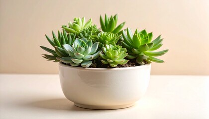 Succulent Plants in Ceramic Bowl