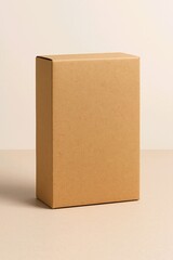 Brown Cardboard Box on Neutral Background