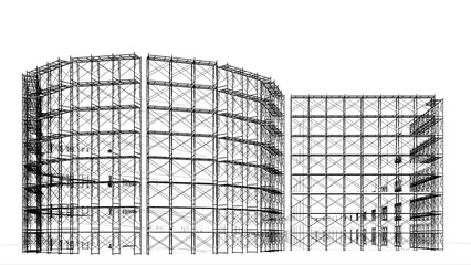3D illustration of building and construction