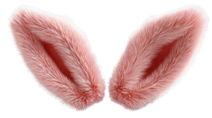 Playful Bunny Ears: A pair of charming, fluffy pink bunny ears stand out, perfect for adding a touch of whimsy and fun, ready for an enchanting creative project.