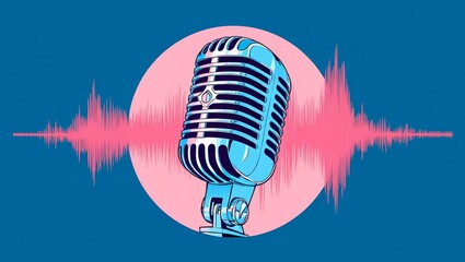 Microphone and Sound Wave with Copy Space for Custom Text.