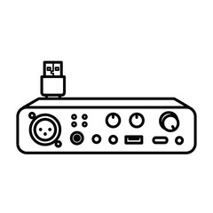 Fototapeta premium Vector icon of an audio interface with USB connection and controls