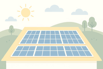 Harnessing the sun's clean energy, photovoltaic solar panels on rooftops and vast fields generate green electricity, powering industries and homes with renewable technology under a blue sky