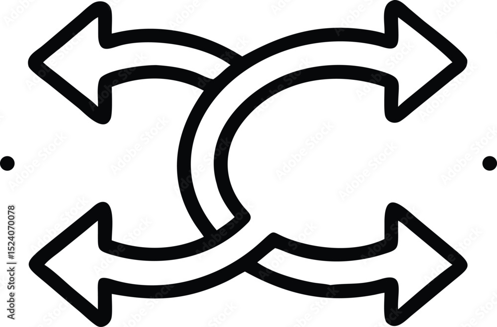 Poster circular icon with dual arrows line art design isolated on white background