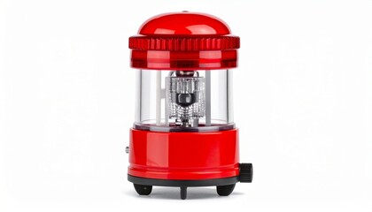 Red alert light over white background