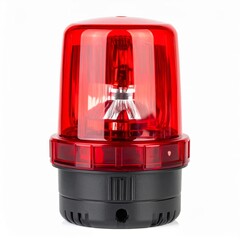 Red alert light over white background