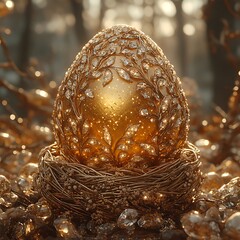 Rich Golden Egg Fantasy Nest Scene High Resolution Picture