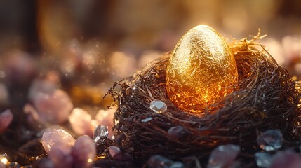 Illuminated Egg Nest Dreamlike Artistic Scene High Resolution Picture