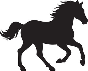 Running horse black silhouette vector illustration isolated on white