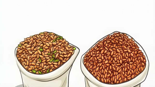 Bags with various grains offer healthy and hearty ingredients for cooking