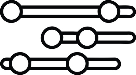 Fototapeta premium Triple vertical switches line art icon set isolated on white background