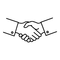 Fototapeta premium Minimalist line icon of handshake. Symbol of partnership, agreement, trust, cooperation, and business ethics