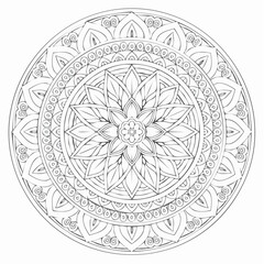 Fine lines Detailed Tapestry Chakra Stylized Balance Mandala Art Illustration with Intricate Patterns and Spiritual Design for Meditation and Decoration